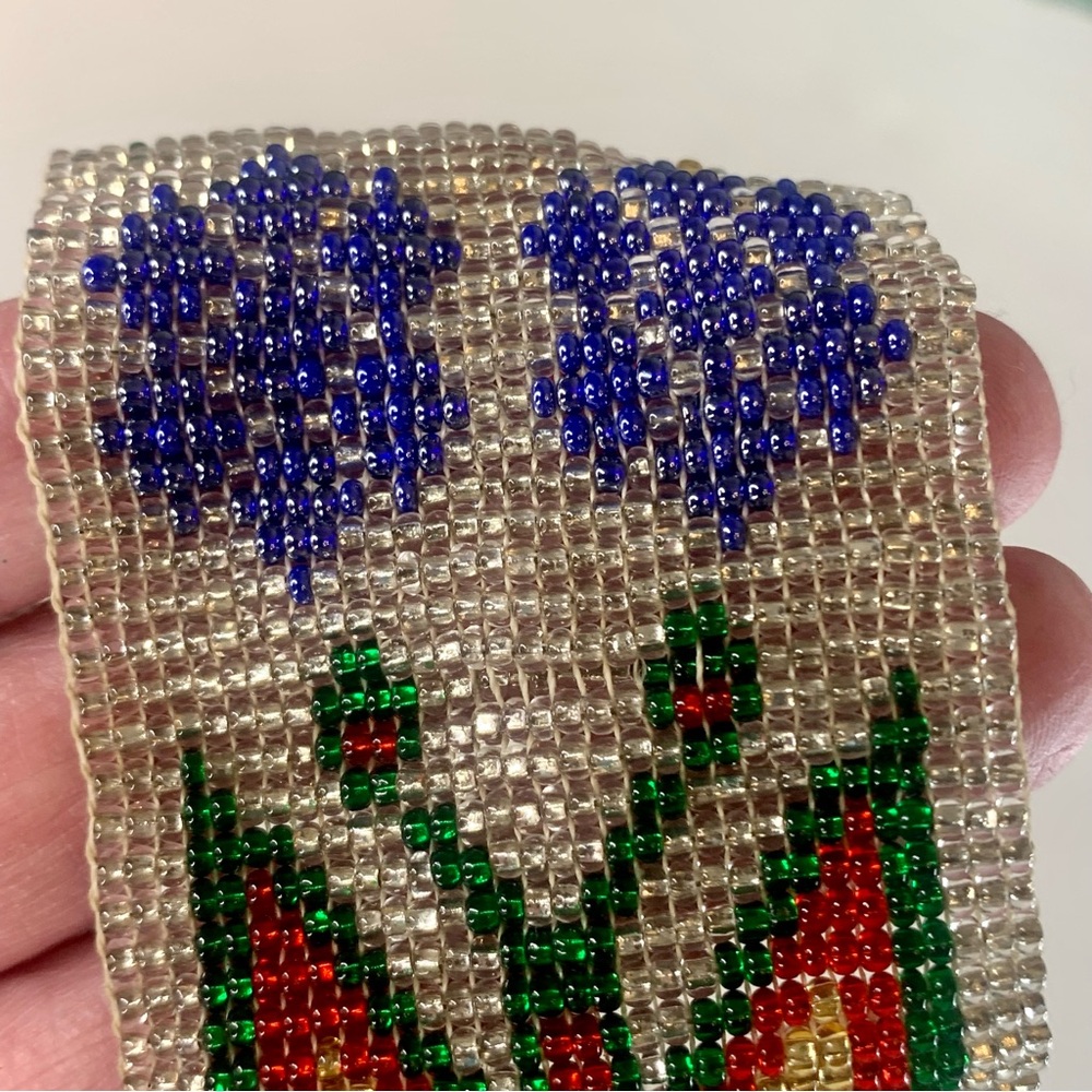 Glass Seed Bead Butterfly Cuff Bracelet Handmade Huichol Native American Style - Picture 13 of 16